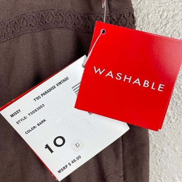 NWT Oscar De La Renta Brown Linen Blend Pants Size 10 - Picture 4 of 6